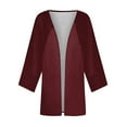 thumbnail image 5 of ZQGJB Lightweight Cardigans for Women Trendy Solid Color Summer Fall Long Sleeve Open Front Kimono Tops Loose Fit Soft Cotton Thin Blouse Wine Red S, 5 of 6