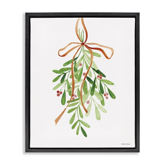 Stupell Industries Cottage Hanging Holly Botanicals Black Floating Frame Canvas Art, 17 x 21, by Rachel Nieman