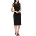 thumbnail image 4 of INSPIRE CHIC Women's Ruffled Sheath Dress Sleeveless 2026 Contrast Color Office Dresses S Black, 4 of 5