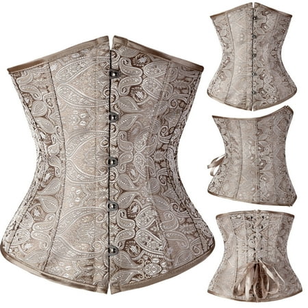 - SAYFUT Women's Vintage Jacquard With Pattern Lace Boned Underbust Corset Busiter Top Bodice