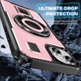 thumbnail image 5 of Case for iPhone 14,Carbon Fibre Dissipate Heat TPU+PC [Built-in Rotatable Magnetic Kickstand] Heavy Duty Drop Protection Shockproof Phone Case for iPhone 14,6.1 inch 2022 (Rose Gold), 5 of 18