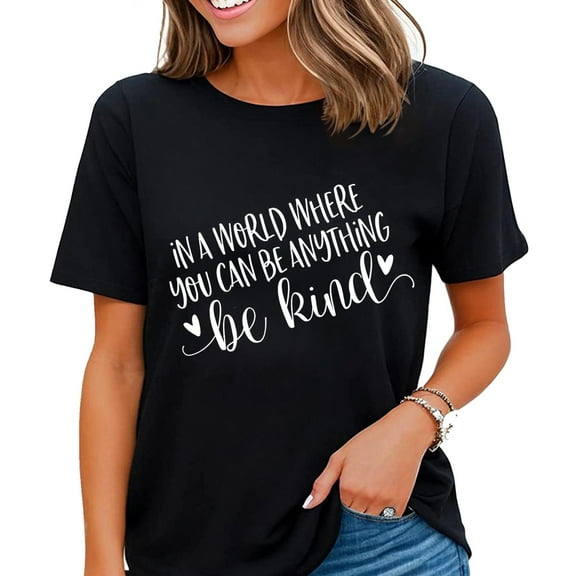 Be Kind T Shirts Women Cute Graphic Blessed Shirt Funny Inspirational Teacher Fall Tees Tops Black 3X-Large