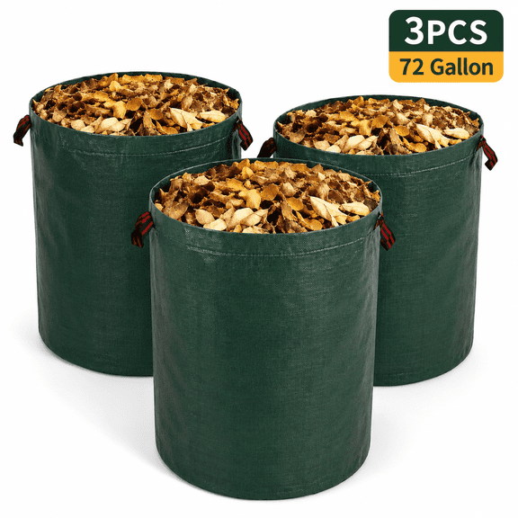 Reusable Yard Waste Bags, 72 Gallon Lawn and Leaf Bags 3 Pack, Garden Bags for Recycling Leaves and Yard Waste