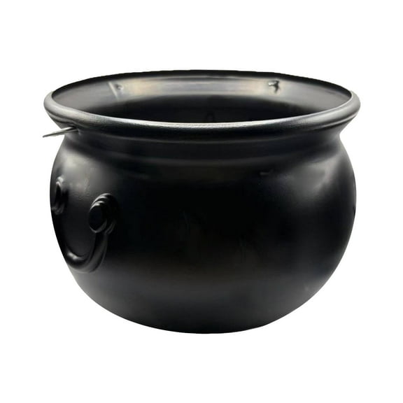 BinKFF Plastic Black Cauldron Kettle Halloween Candy Bowl, Large Witch Cauldron Pot Bucket for Halloween Decorations Trick or Treat Party Supplies, Two Specifications