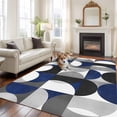 thumbnail image 3 of Abstract Geomrtry Large Area Rugs for Bedroom Living Room, Soft Non Slip Carpet Bedside Rug, Modern Navy Blue Middle Century Rectangular Floor Cover Kitchen Accent Rug 6'x9' for Dining Room/Office, 3 of 9