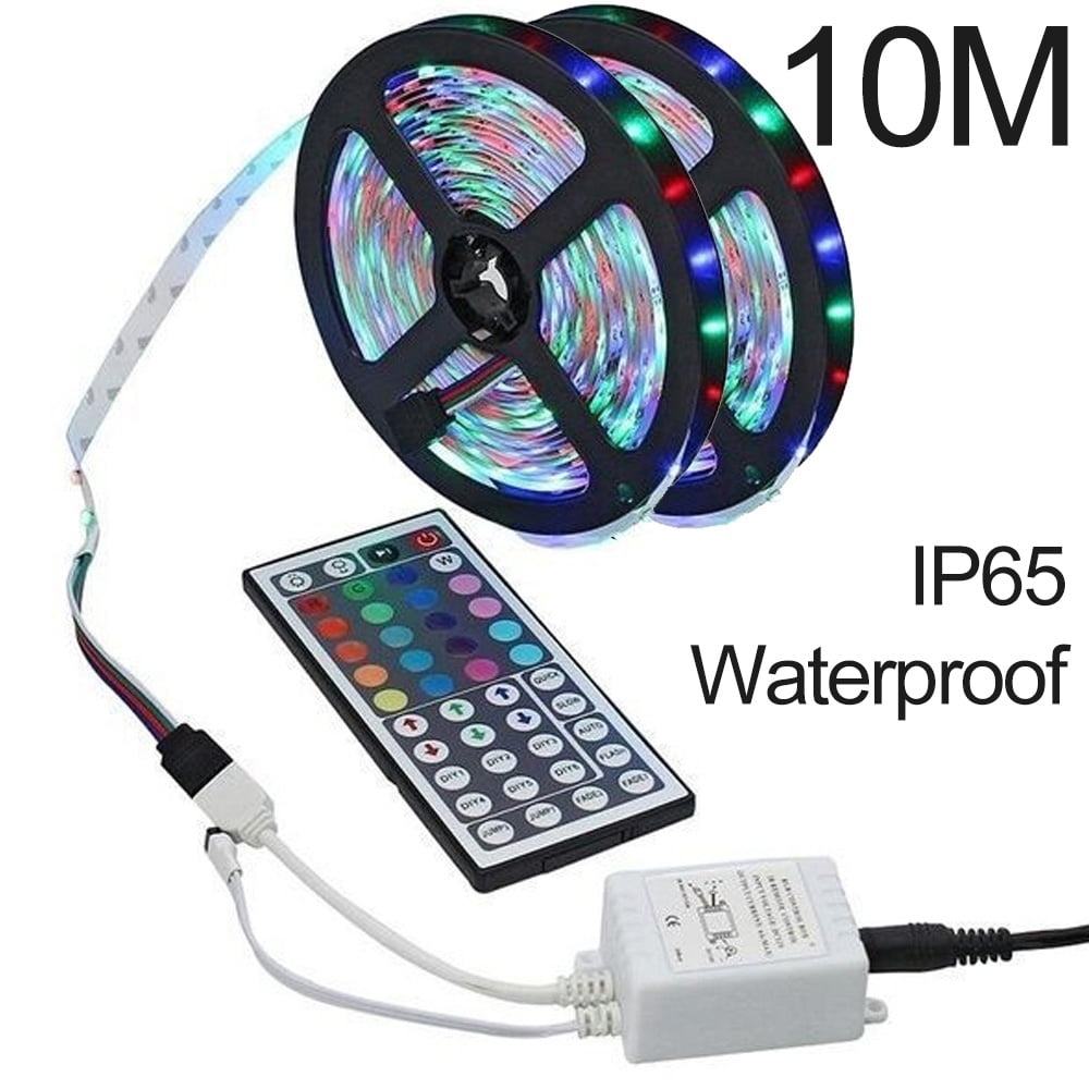 66FT Flexible 3528 RGB LED Strip Light Remote Fairy Light Room Party Waterproo 