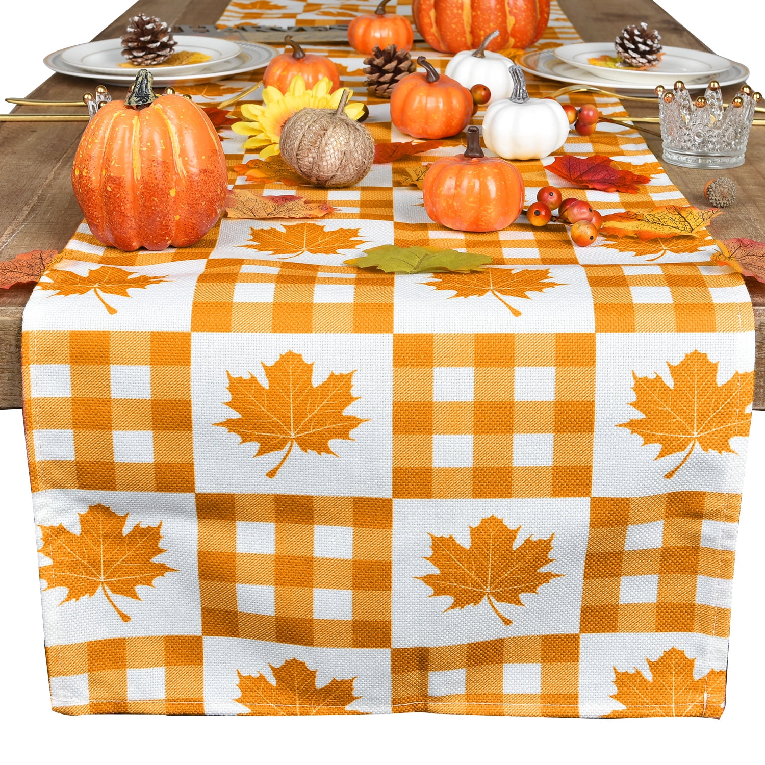 Coolmade Fall Table Runner Thanksgiving Decorations 14 x 72 Inch Maple ...