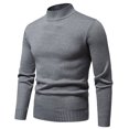 thumbnail image 2 of Gibobby Suéter cuello de tortuga hombre Suéter de cuello alto ajustado para hombre, Tops térmicos de punto básicos informales de otoño e invierno(Gris oscuro,G), 2 of 5