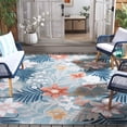 thumbnail image 2 of SAFAVIEH Cabana Caris Floral Indoor/Outdoor Area Rug, Aqua/Rust, 8' x 10', 2 of 15