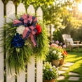 thumbnail image 4 of Bcylexb Spring Summer Wreaths for Front Door, 15.7" Greenery Door Wreaths Faux Fern Leaves Wreaths with Bow for Outdoor Porch Wall Decor, 4 of 7