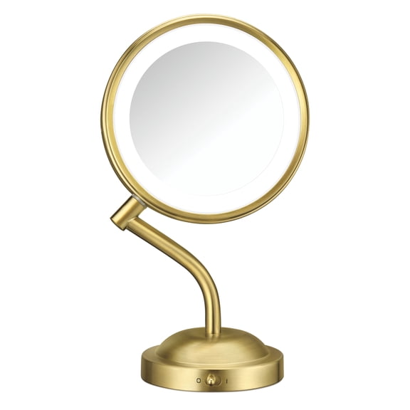 Conair LED-Lighted 1x/5x Magnification Double Sided Mirror in Brushed Brass