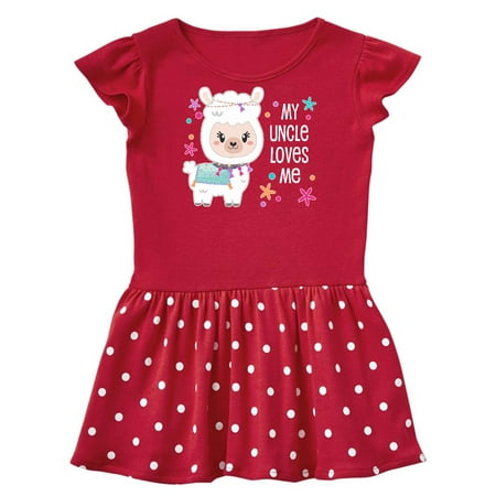 

Inktastic My Uncle Loves Me- cute and happy llama Gift Baby Girl Dress