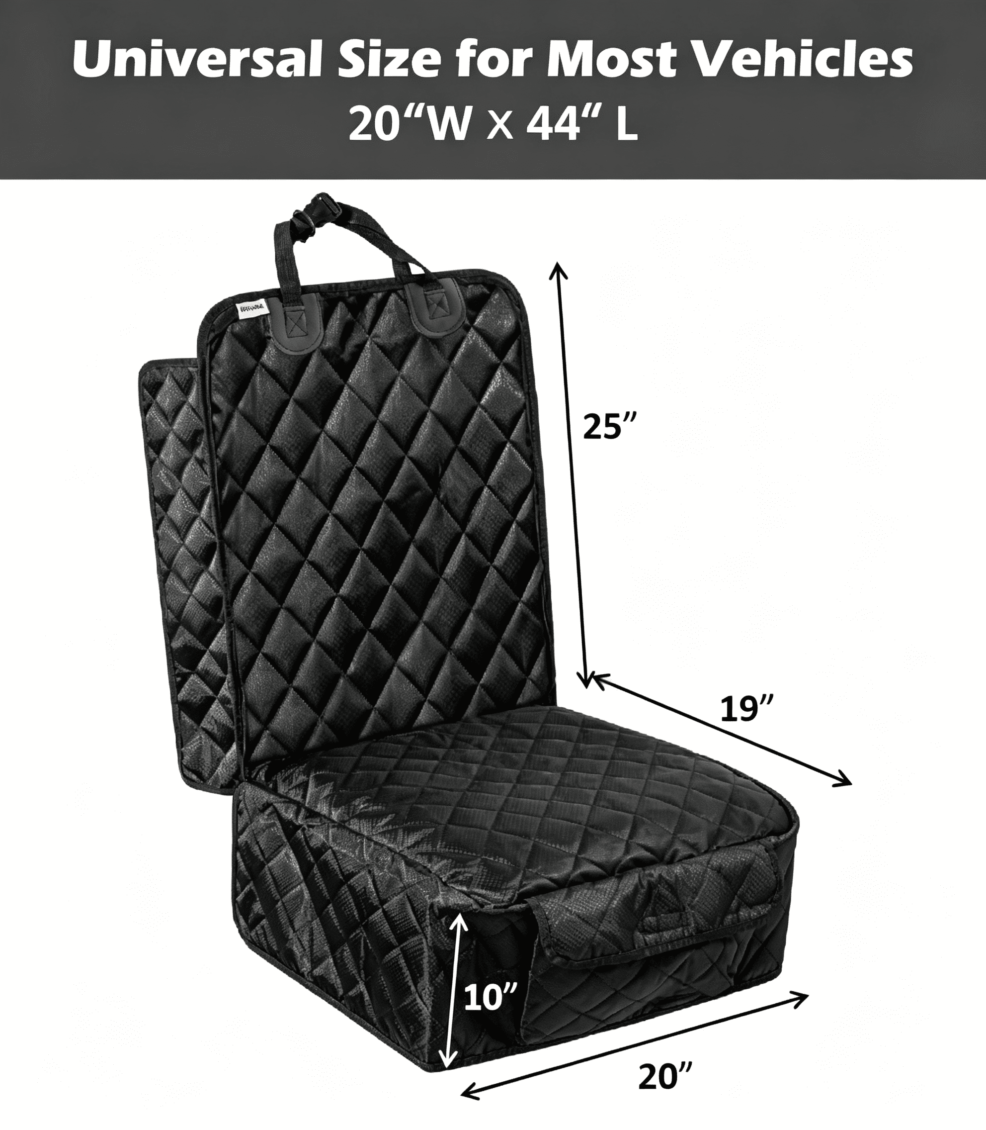 Phantoscope Pet Car Seat Cover, Waterproof & Scratch-Resistant, Non-Slip Seat Protector for Dogs & Cats, Protects Against Dirt & Pet Hair, Black, 20 x 44 in