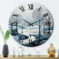 thumbnail image 3 of Designart "Blue White Modern Scandinavian Winter Painting II" Landscapes Oversized Wall Clock, 3 of 5