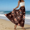 thumbnail image 6 of LWavelet Women Floral Print Tiered Maxi Skirt Elastic Waist With Pockets Boho Summer Long Skirt Coffee XL, 6 of 6