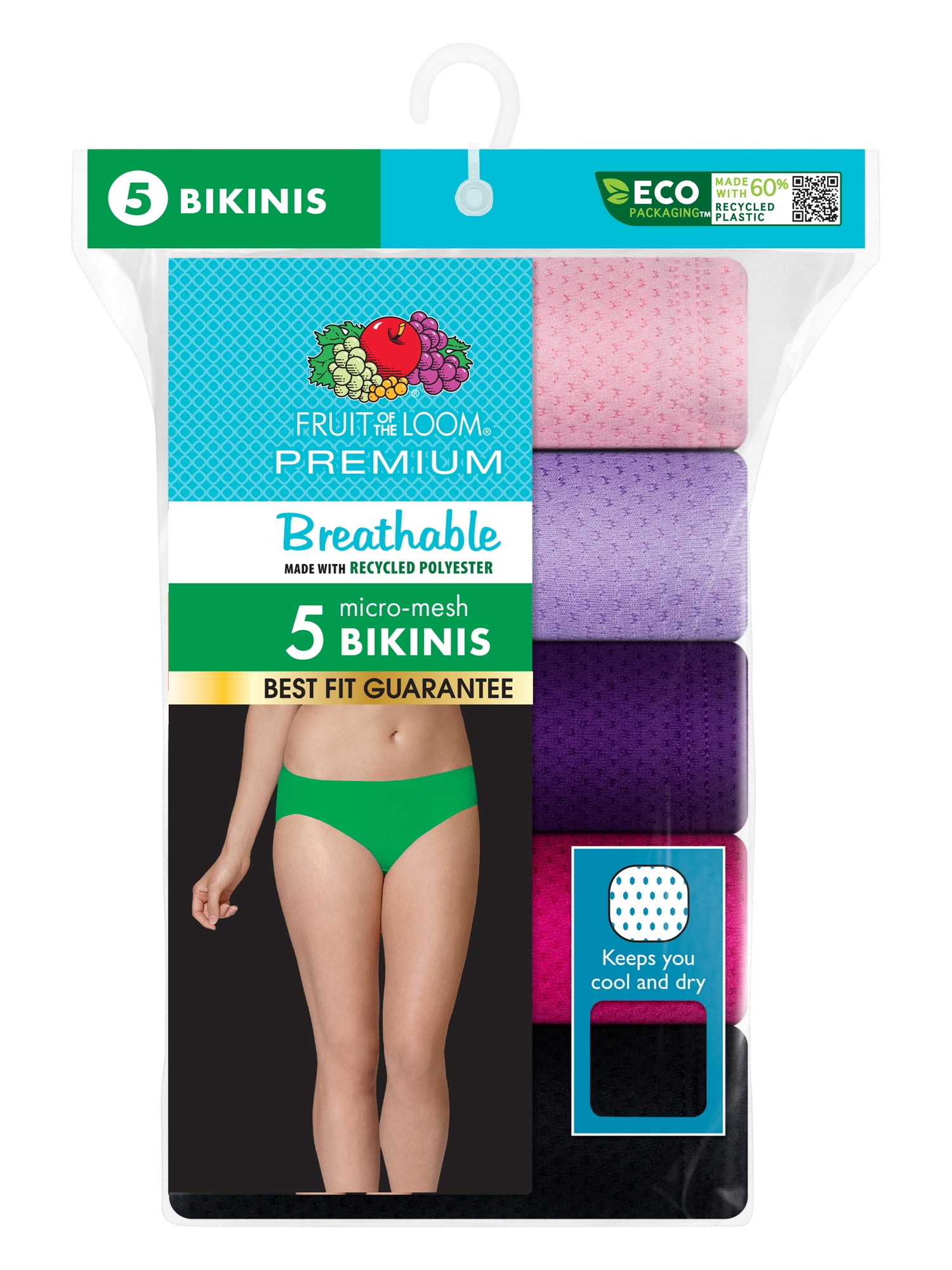 Fruit of the Loom Women's Premium Breathable Micro-Mesh Bikini