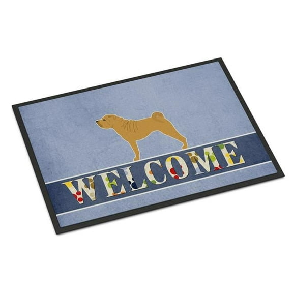 24 x 36 in. Shar Pei Merry Welcome Indoor or Outdoor Mat