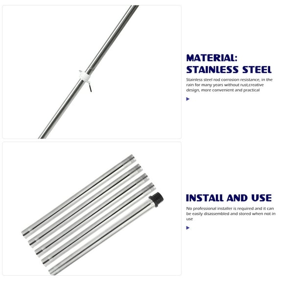 Stri 6pcs 1.8m Flag Pole Set Stainless Steel Flagpole with Bracket and Buckles
