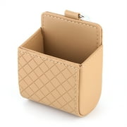 Car Auto Seat Back Interior Air Vent Tidy Storage Coin Bag Case Organizer Cellphone Holder Pounch Box with Hook (Beige)