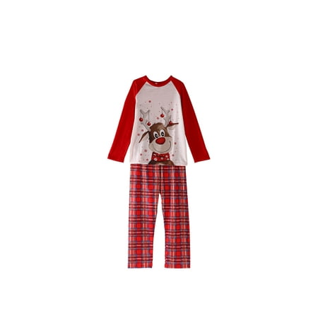

Liliz Christmas Dad Mom Kid Baby Cartoon Plaid Sleepwear Homewear Christmas Matching Pajamas