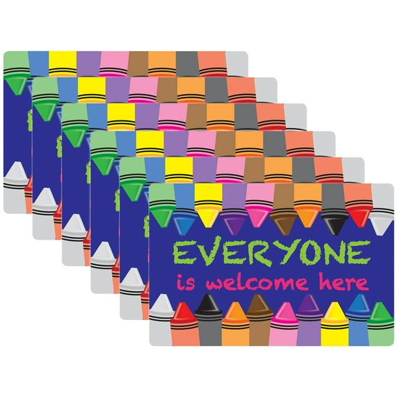 Smart Poly Computer Mouse Pad, 8" x 10", Everyone is Welcome Here, Crayons, Pack of 6
