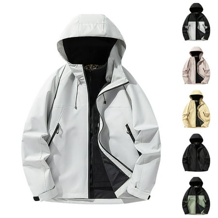 UVEASISHA Rain Coats for Men Waterproof 3 in 1 Ski Jacket Winter Warm Fleece Lined Snow Coat Outdoor Windproof Shell Jackets with Pockets Gray L