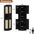 thumbnail image 2 of Tall Corner Cabinet, 64.7" Rattan Corner Storage Cabinet with 4 Doors and 5 Storage Shelves, Farmhouse Space Saver, Boho Shelf for Living Room, Kitchen, Bathroom, Office, Rustic Black, 2 of 9