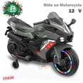 thumbnail image 2 of TaTee 12V Kids Electric Motorcycle, Battery Powered Ride-On Toy with Training Wheels for Boys & Girls Ages 3-6, Bluetooth Music & LED Lights, Gray, 2 of 11