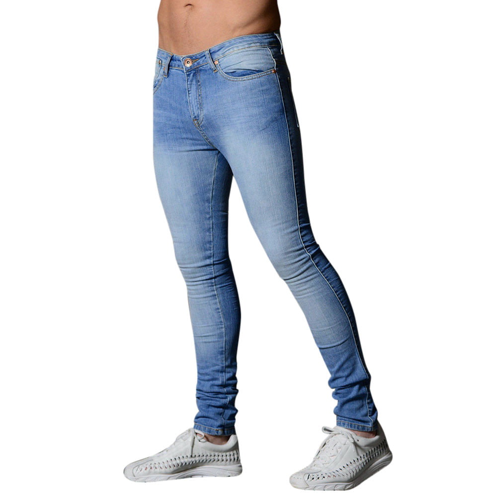 Men's Stretchy Slim Fit Denim Pants Casual Long Straight Trousers Skinny Jeans 
