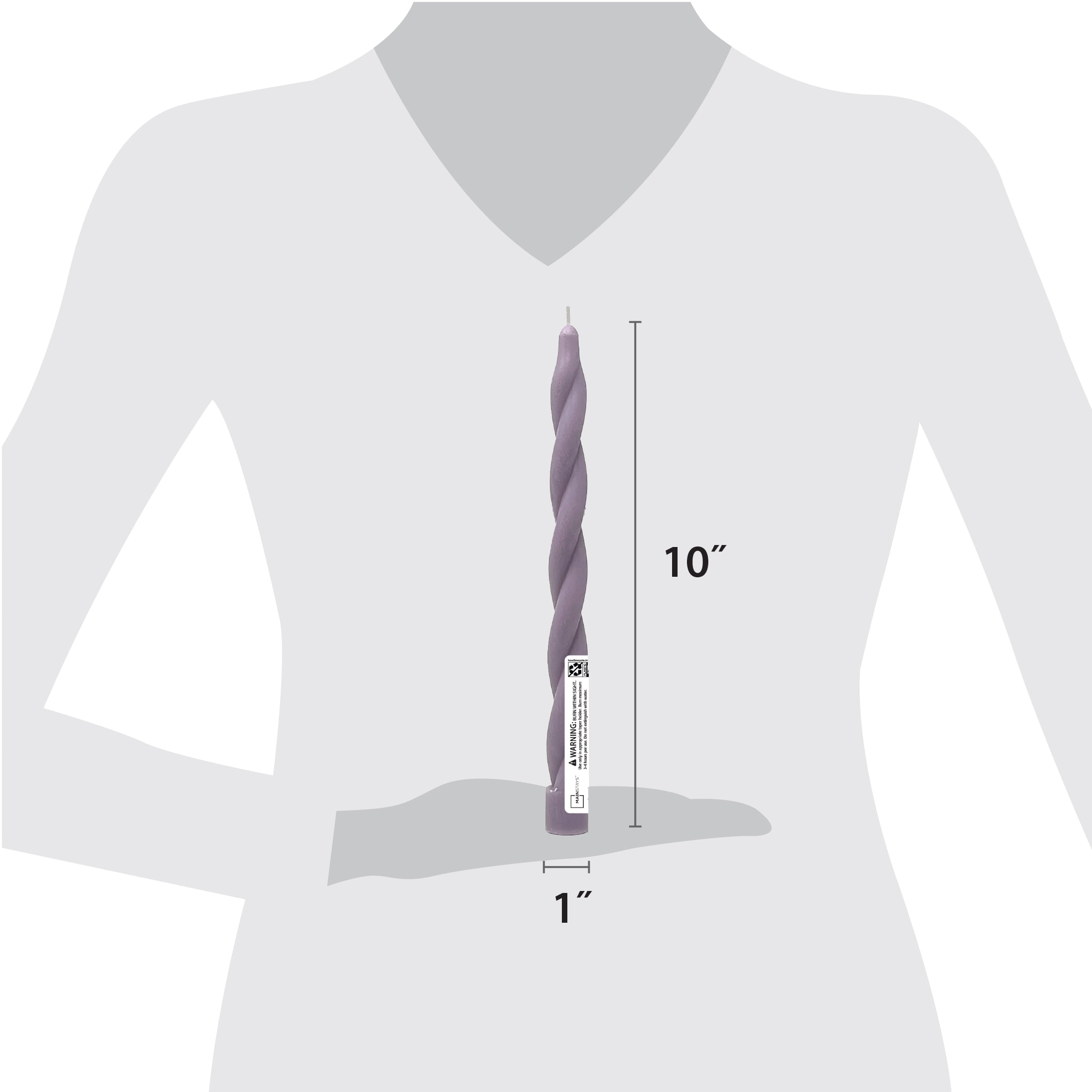 Mainstays Paraffin Wax 10" Twist Taper Candle, Unscented, Purple