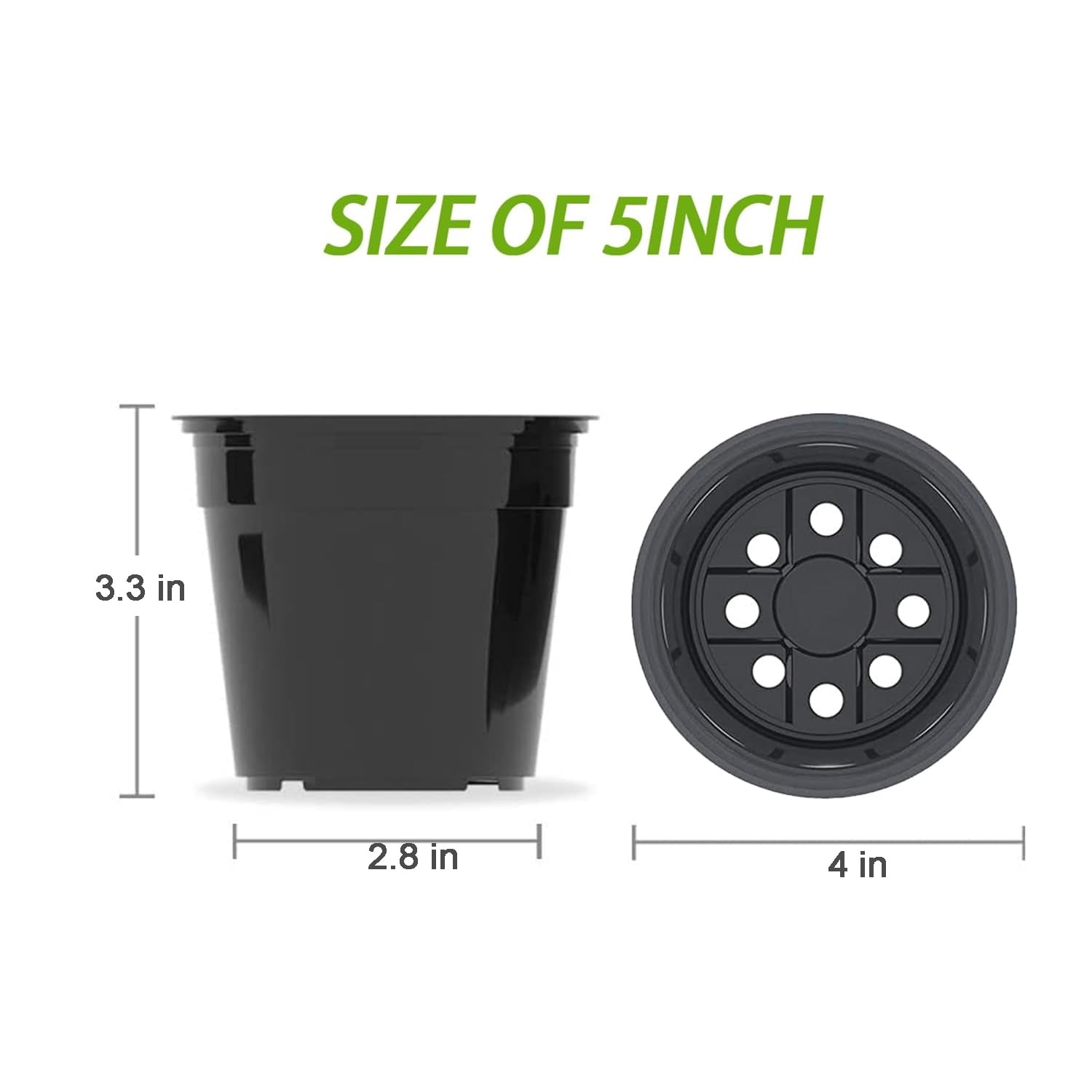 GoXteam 100 Pack Nursery Pots, 4 Inch Black Plants Flower Pots Durable Plastic Planters Indoor Modern Decorative Seed Container Pots for House Plants, Succulent, Flower