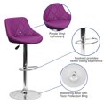 thumbnail image 2 of Contemporary Purple Vinyl Bucket Seat Adjustable Height Barstool with Diamond Pattern Back and Chrome Base, 2 of 9