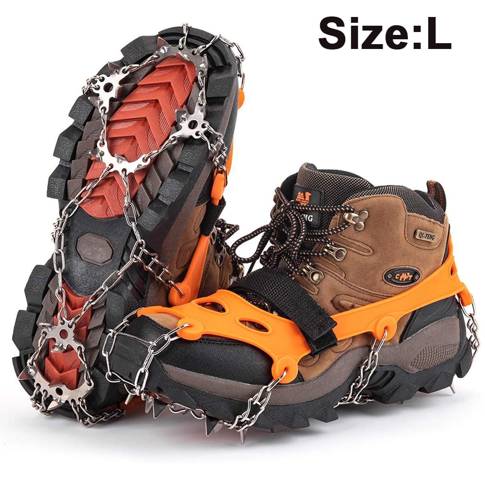 EnergeticSky Crampons for Shoes,Anti-Slip Traction Ice Cleats Snow Grips with 19 Spikes Stainless Steel for Walking,Jogging,Climbing,Hiking 