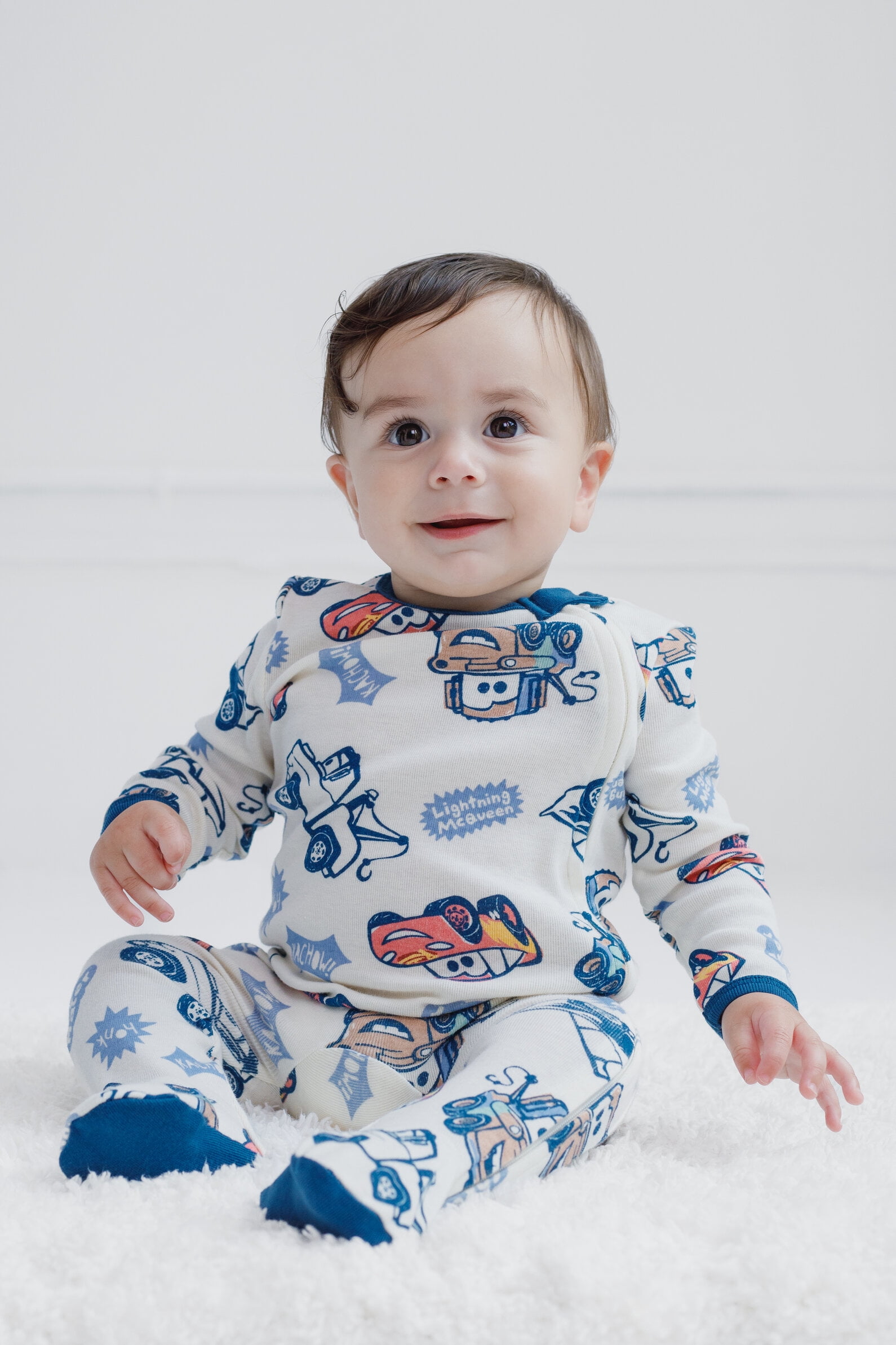 Disney Cars Baby Boys' 2-Pack Footed One-Piece Sleep N' Play McQueen Coral White