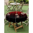 thumbnail image 3 of Dark Red Black Ombre Outdoor Tablecloth - 60 Inch Round Dining Table Cover, Modern Abstract Art Striped Gradient Waterproof Outdoor Table Cloth with Umbrella Hole & Zipper for Picnic/Patio/Party, 3 of 7
