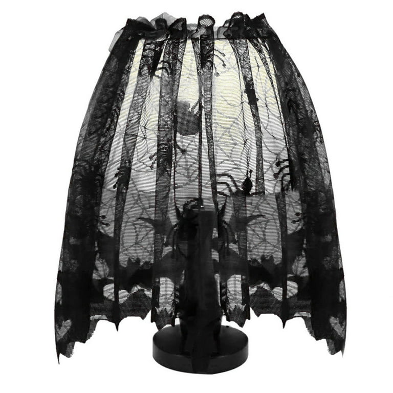 QISIWOLE 20 x 60 Inch Halloween Black Lace Lamp Shade Cover
