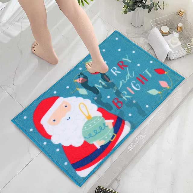 Fiudx Ofertas Relámpago Nueva Alfombra Absorbente De Poliéster, Alfombrilla Antideslizante Para Pies Para Baño, Alfombra De Papá Noel, Alfombrilla Absorbente Para Suelo, Fácil De Secar Y Lavar, Muy C
