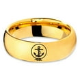 thumbnail image 2 of Tungsten Anchor Rope Band Ring 7mm Men Women Comfort Fit 18k Yellow Gold Dome Polished, 2 of 4