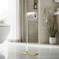 thumbnail image 4 of Gatco 1331B Square Freestanding Toilet Paper Holder, Crystal Clear Acrylic/Brass, 4 of 5