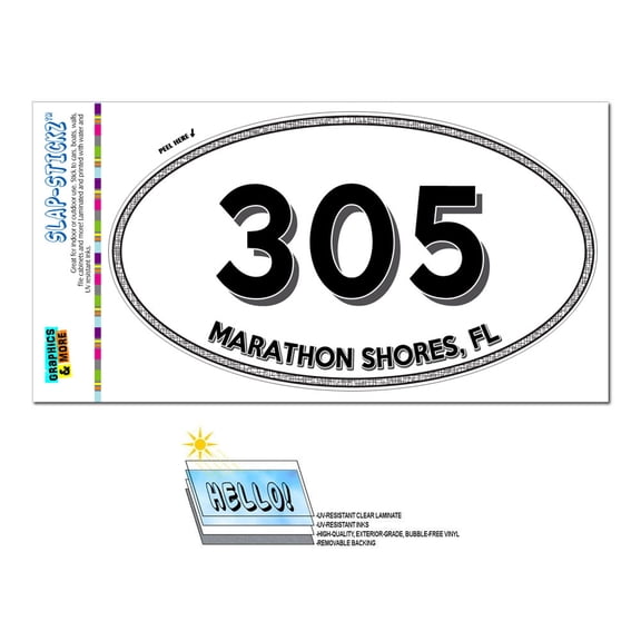 305 - Marathon Shores, FL - Florida - Oval Area Code Sticker