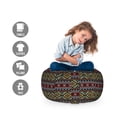 thumbnail image 2 of Ethnic Storage Toy Bag Chair, Pattern with Prehistoric Geometric Old Mexican Folk Effects, Stuffed Animal Organizer Washable Bag, Large Size, Multicolor, by Ambesonne, 2 of 3