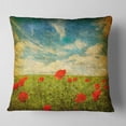 thumbnail image 2 of Designart Sky Background with Red Poppies - Floral Throw Pillow - 18x18, 2 of 5