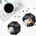 thumbnail image 4 of Vsdgher Red Black Ink Style Bald Eagle Leather Coasters for Drinks, Durable Drink Coasters 4 Set for Tabletop Protection, Luxurious Home Décor and Housewarming Gift ( {designName})Octagon, 4 of 6