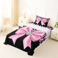thumbnail image 3 of spefrowx Glitter Leopard Print Pink Bow Twin Sheets for Girls, Black Starry Gem Heart Bedding, 3pcs, 1 Flat Sheet, 1 Fitted Sheet and 1 Pillowcase, 3 of 6