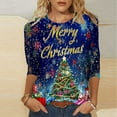 thumbnail image 5 of cocolona Christmas Shirts for Women Crew Neck 3/4 Sleeve T-shirt Plus Size Fall Tops Xmas Tree Print Blouses Graphic Tees Christmas Holiday Gifts, 5 of 5