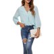 thumbnail image 2 of SAYOO Blusas de gasa de patchwork con cuello en V de manga 3/4 para mujer primavera otoño SAYOO moda, 2 of 7