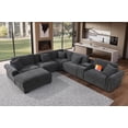 thumbnail image 3 of Oliver Polyester Sectional Sofa Couch w/Ottoman & Cup holder & Charger Dark Gray, 3 of 11