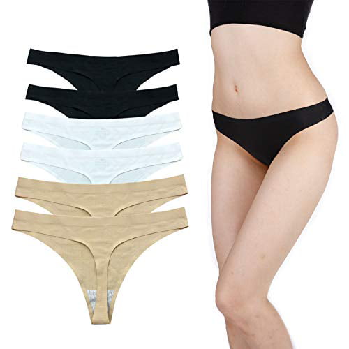 KUKU PANDA No Show Thongs for Women Ladies Maternity Comfortable Panties Seamless Underwear Set Athletic Workout Variety Pack