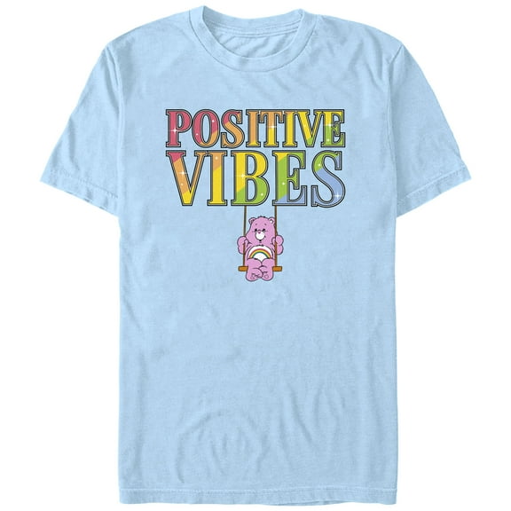 Men's Care Bears Positive Vibes Cheer  Graphic Tee Light Blue Small