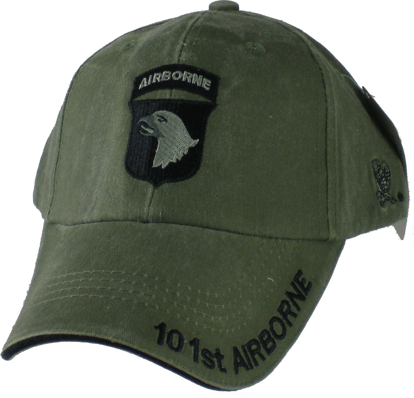 101st Airborne Division Emblem Baseball Cap - Black With Gold Letters & Spread Eagle